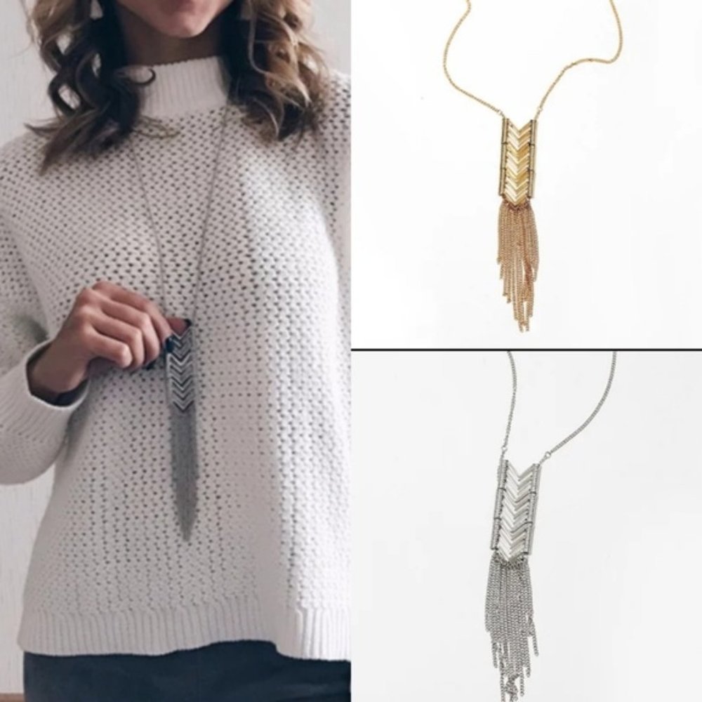 Boho Long Statement Chain Necklace--Made in USA
